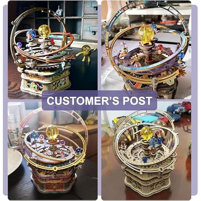 3D PUZZLE STARRY NIGHT MUSIC BOX MADE OF WOOD WITH GEAR DRIVE, DIY WOODEN PUZZLE MODEL KIT, CRAFT SETS FOR ADULTS, BIRTHDAY / CHRISTMAS GIFT - Image 4